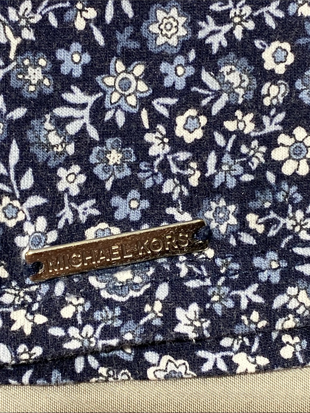 Michael Kors Navy Floral Scoop-Neck Peasant Top - Picture 7 of 8